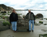 Andrew and Suzanne at the Moeraki Bolders - South Island New Zealand